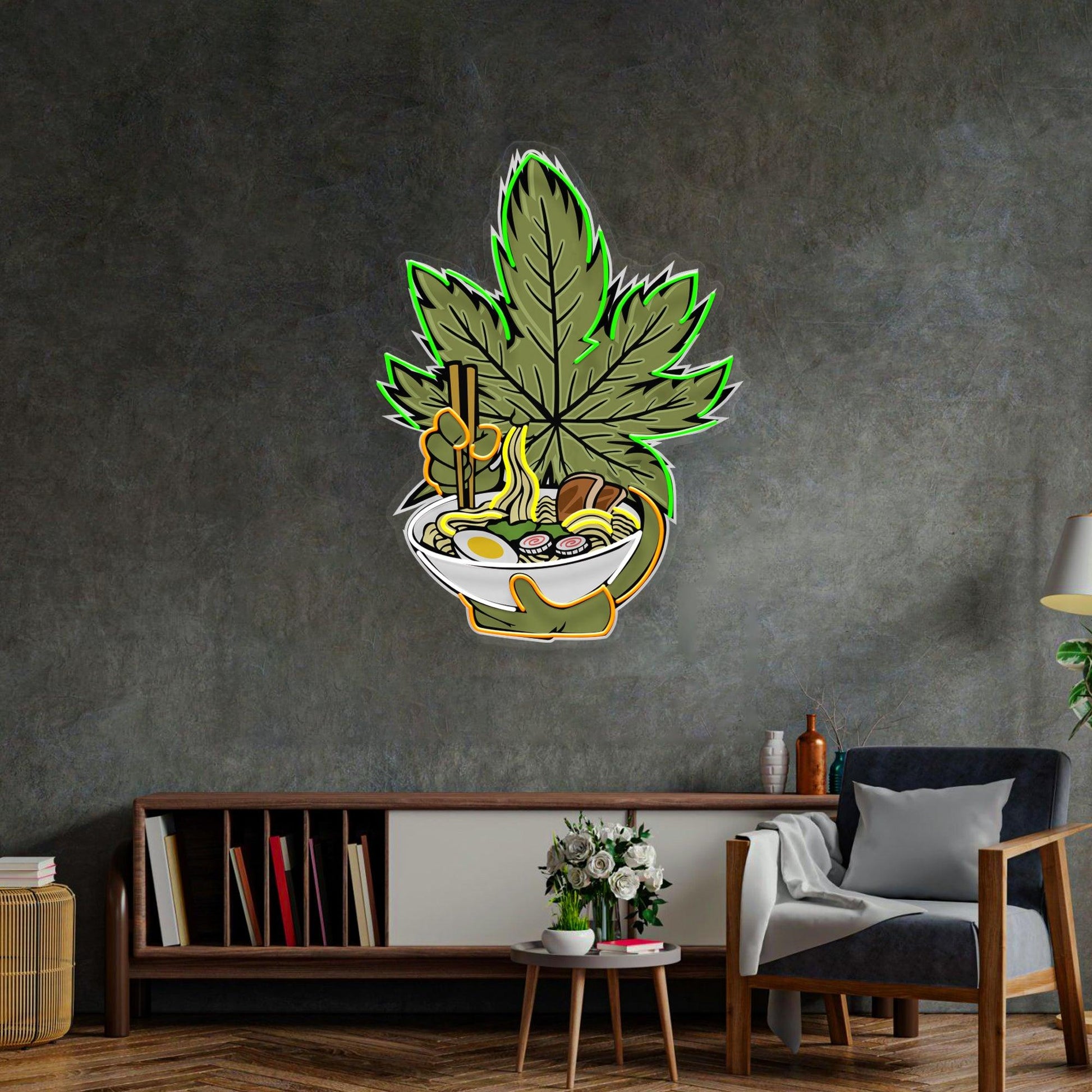 Canabis Eat Ramen Led Neon Acrylic Artwork - Neonzastudio