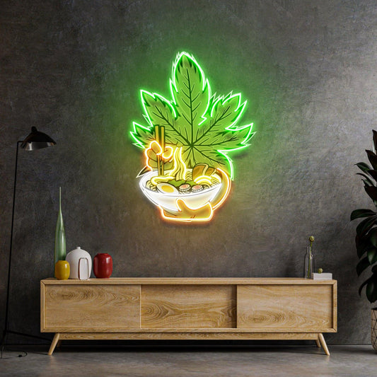 Canabis Eat Ramen Led Neon Acrylic Artwork - Neonzastudio