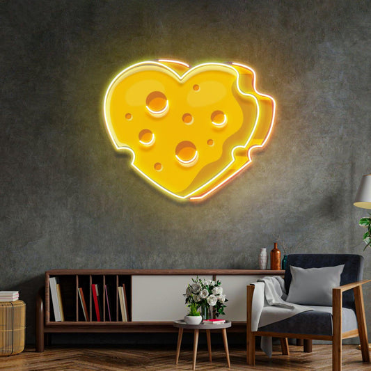 Cheese Heart Led Neon Acrylic Artwork - Neonzastudio
