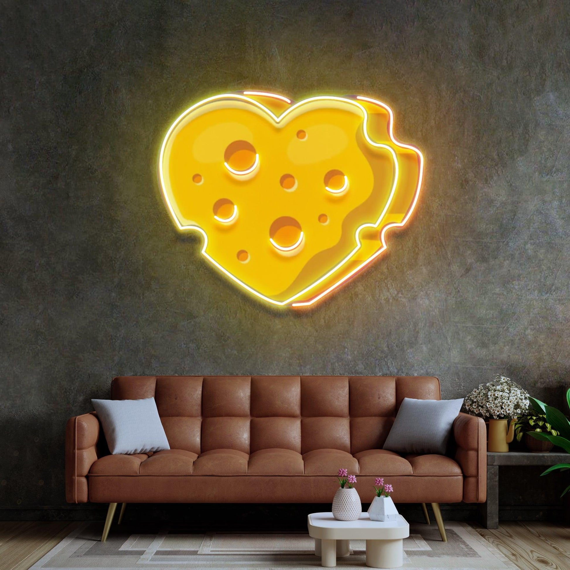 Cheese Heart Led Neon Acrylic Artwork - Neonzastudio