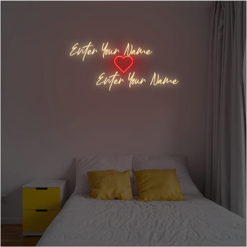 Customized Couple Neon Sign with Heart - Neonzastudio