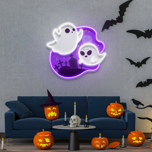 Cute Ghost Halloween Day Artwork Led Neon Sign Light - Neonzastudio