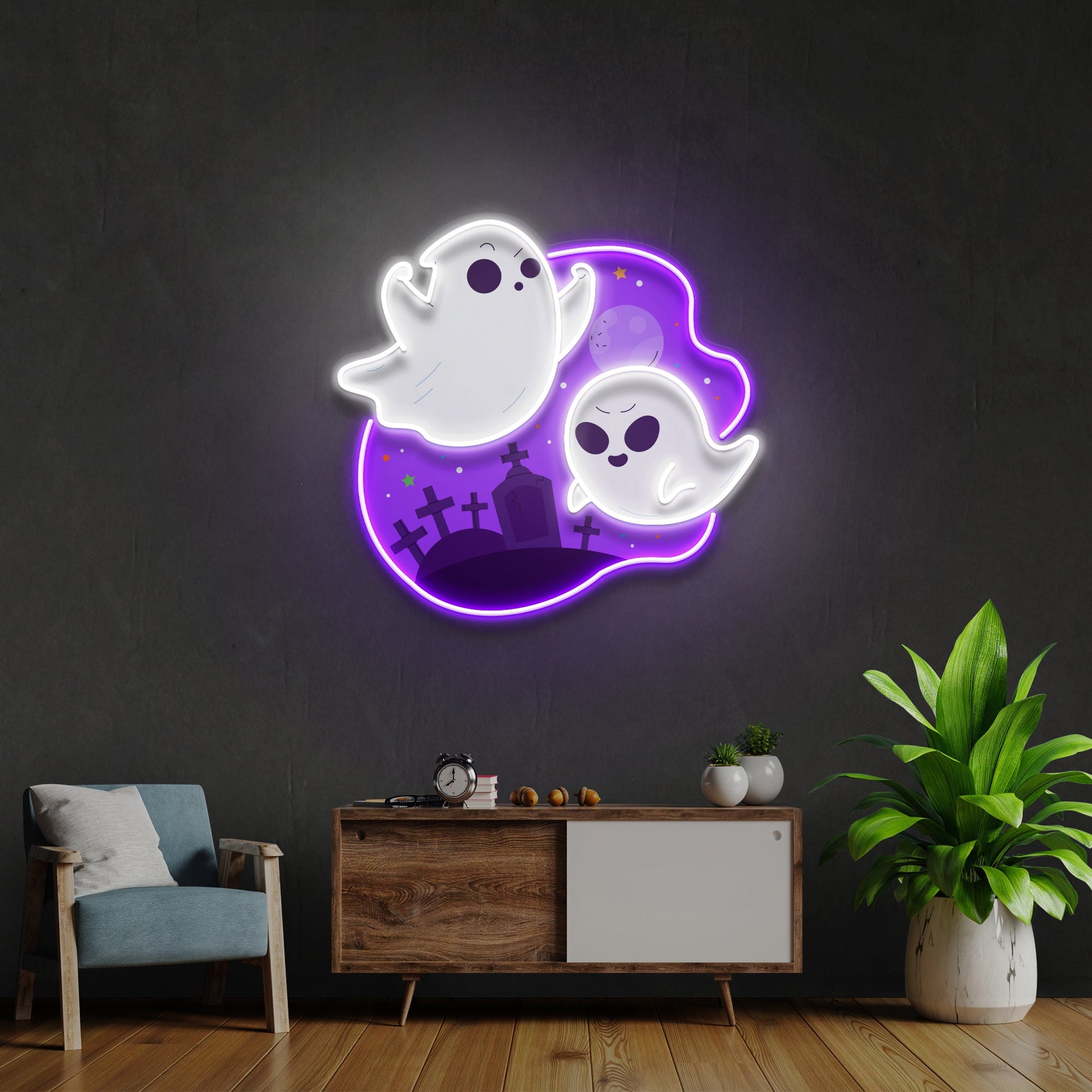 Cute Ghost Halloween Day Artwork Led Neon Sign Light - Neonzastudio