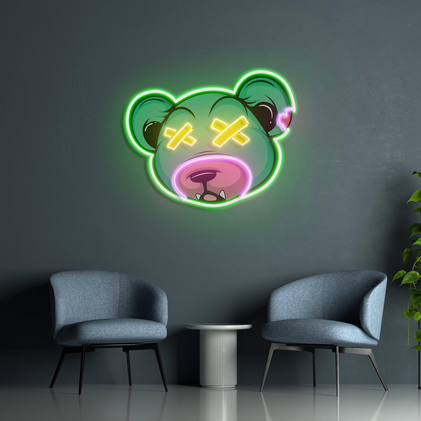 Dead Bear Cartoon Led Neon Acrylic Artwork - Neonzastudio