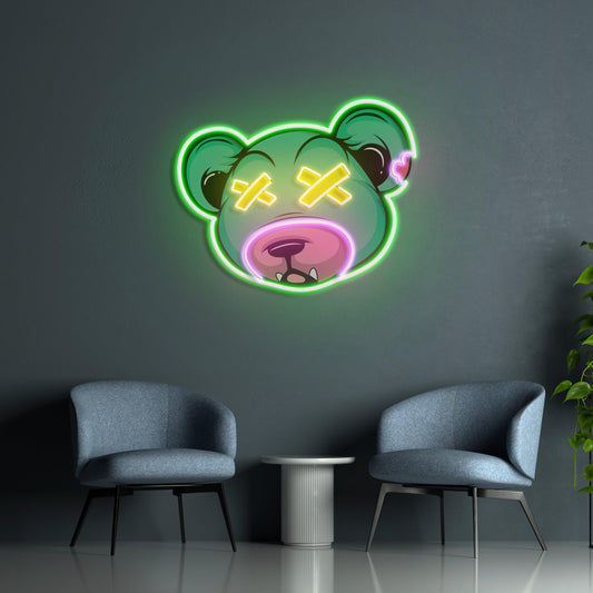 Dead Bear Cartoon Led Neon Acrylic Artwork - Neonzastudio