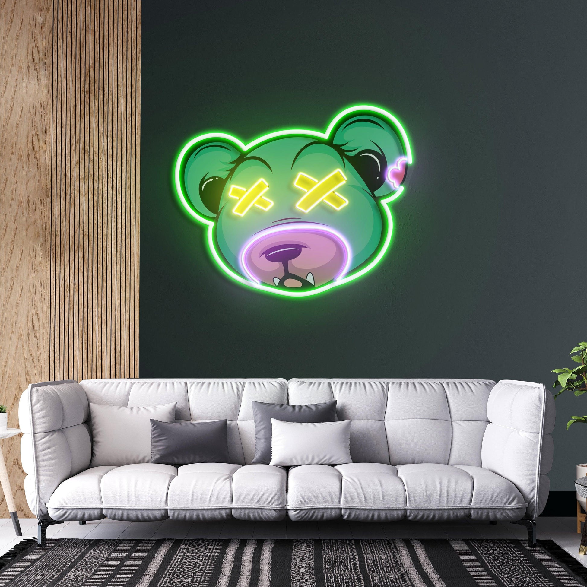 Dead Bear Cartoon Led Neon Acrylic Artwork - Neonzastudio