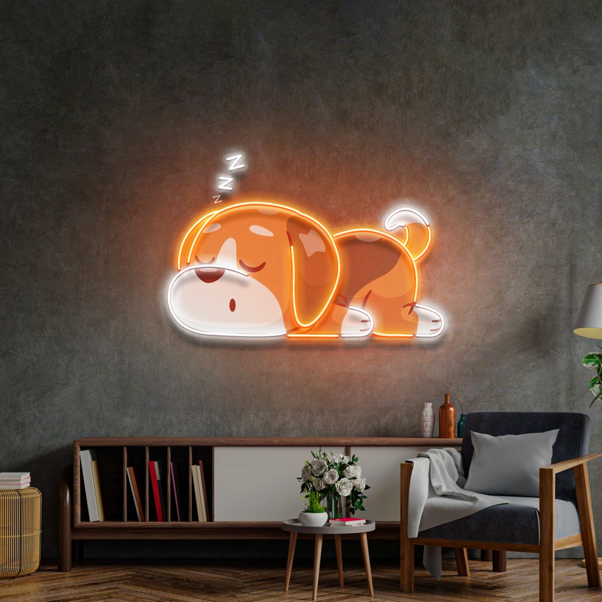 Dog Falling Asleep LED Neon Sign Light Pop Art - Neonzastudio