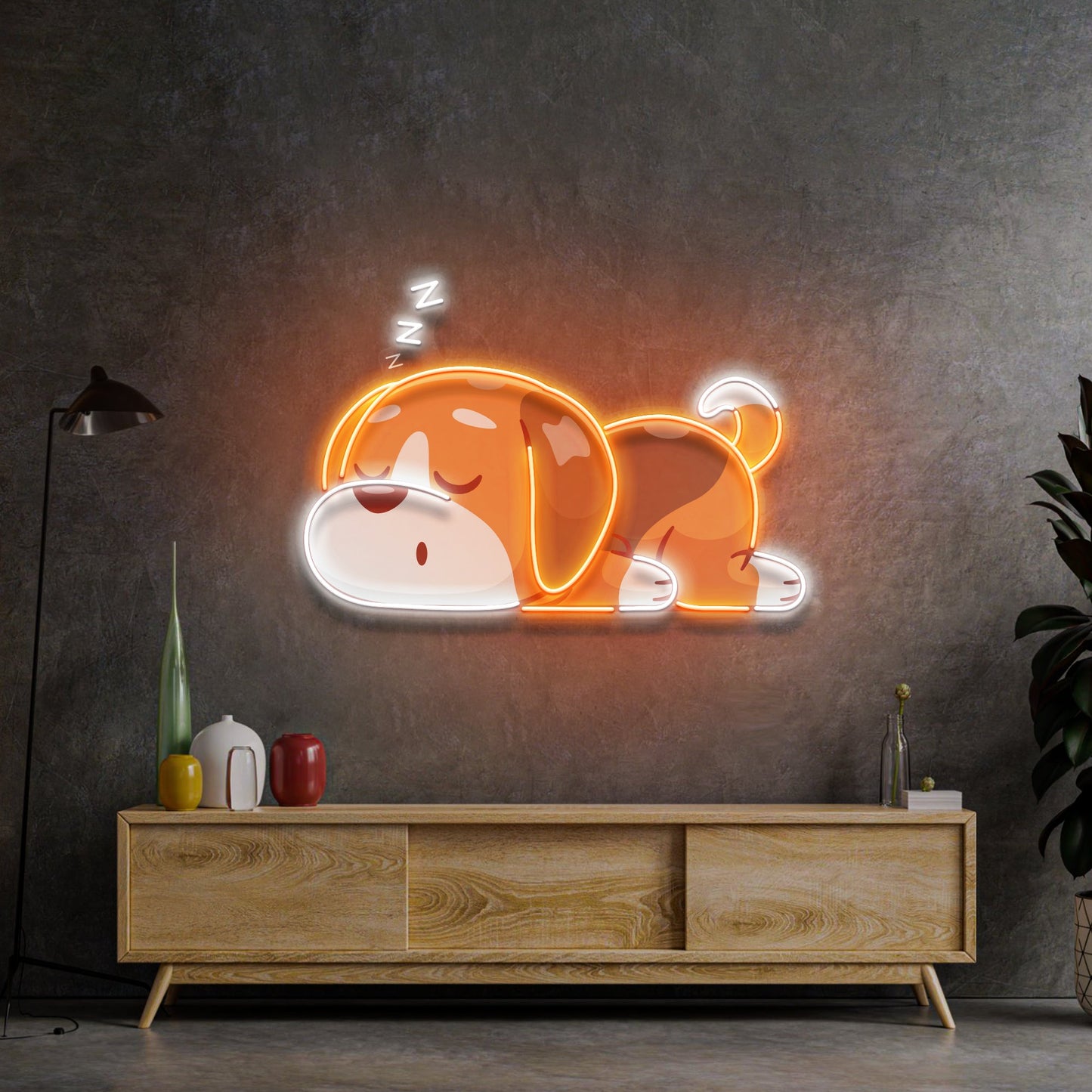 Dog Falling Asleep LED Neon Sign Light Pop Art - Neonzastudio