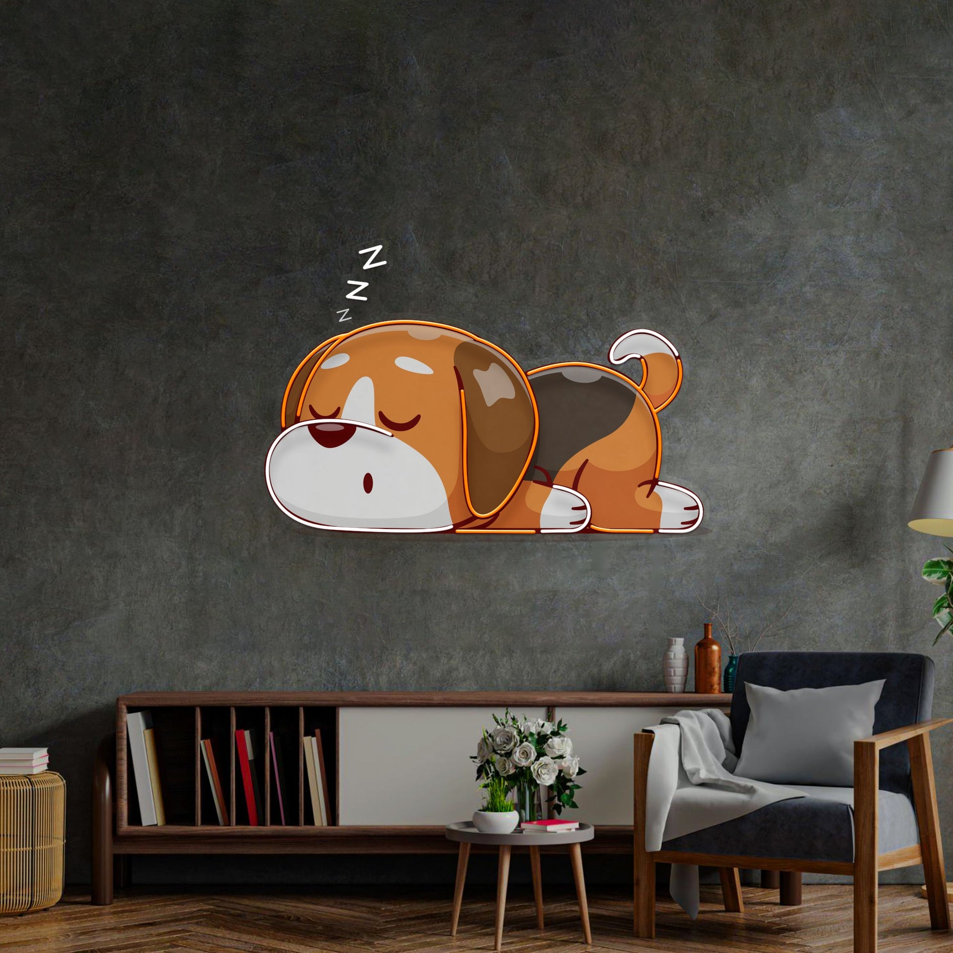 Dog Falling Asleep LED Neon Sign Light Pop Art - Neonzastudio