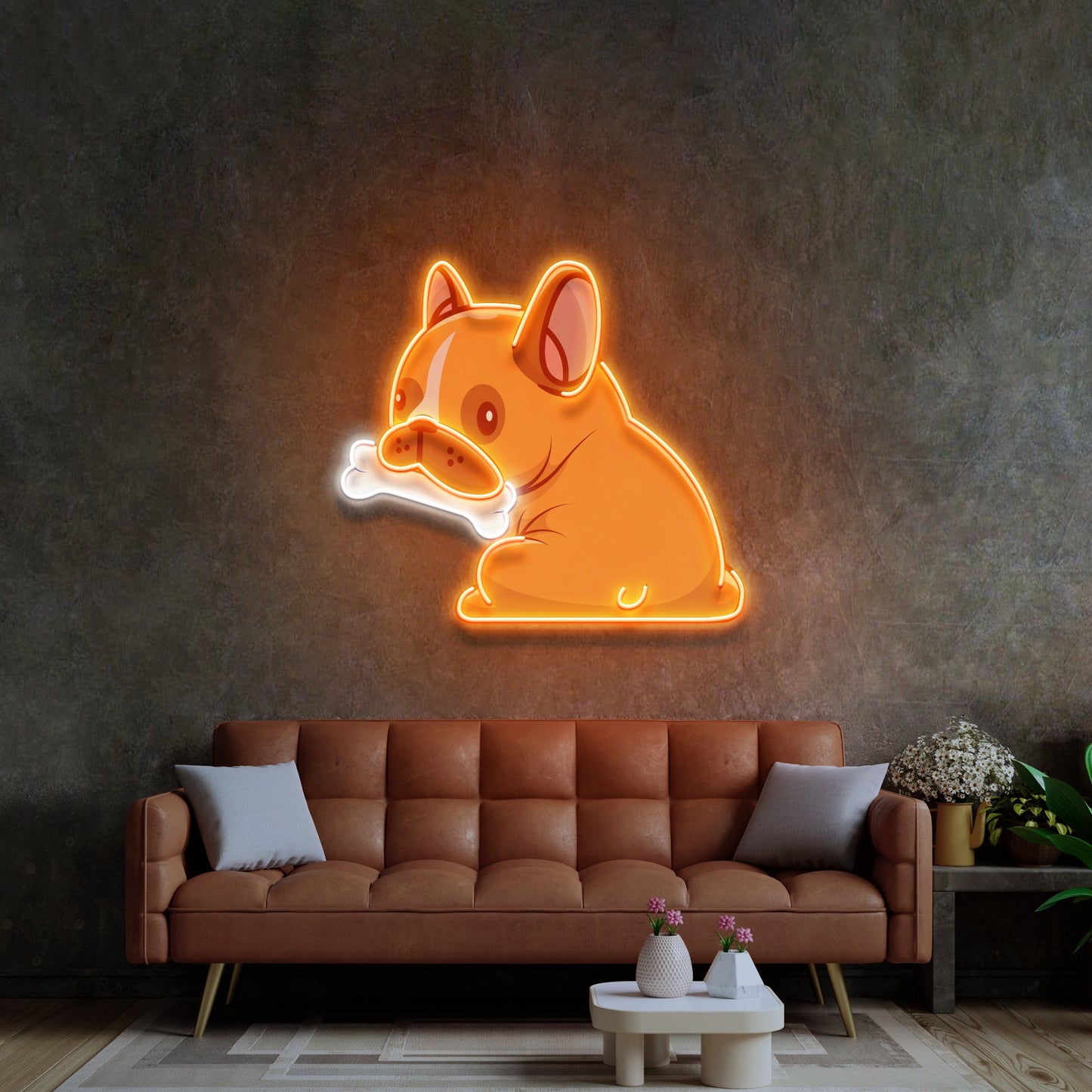 Dog Gnawing Bone LED Neon Sign Light Pop Art - Neonzastudio
