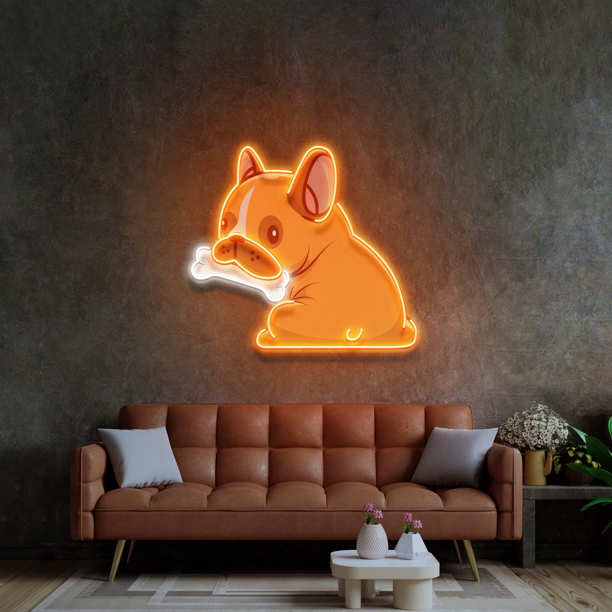 Dog Gnawing Bone LED Neon Sign Light Pop Art - Neonzastudio