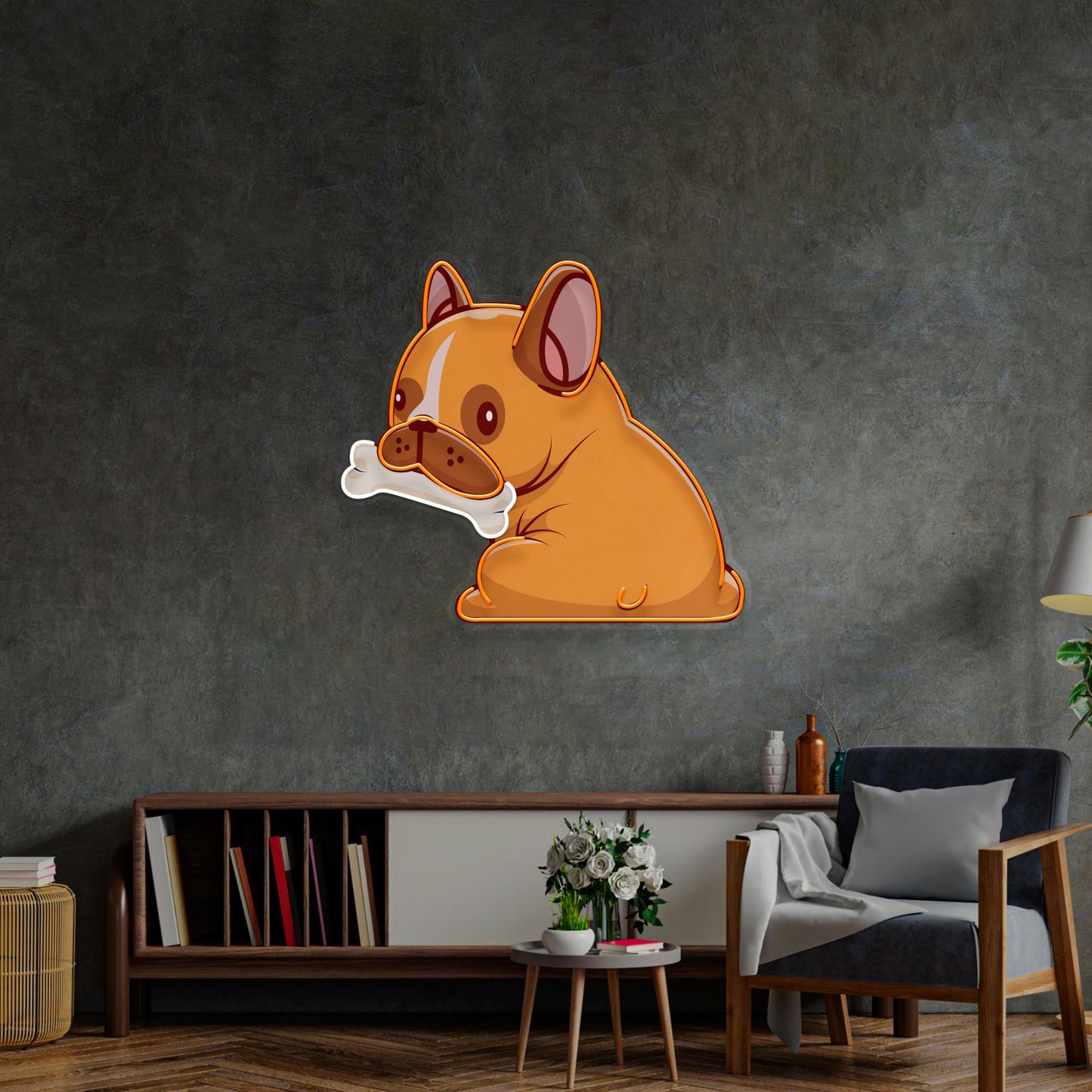 Dog Gnawing Bone LED Neon Sign Light Pop Art - Neonzastudio