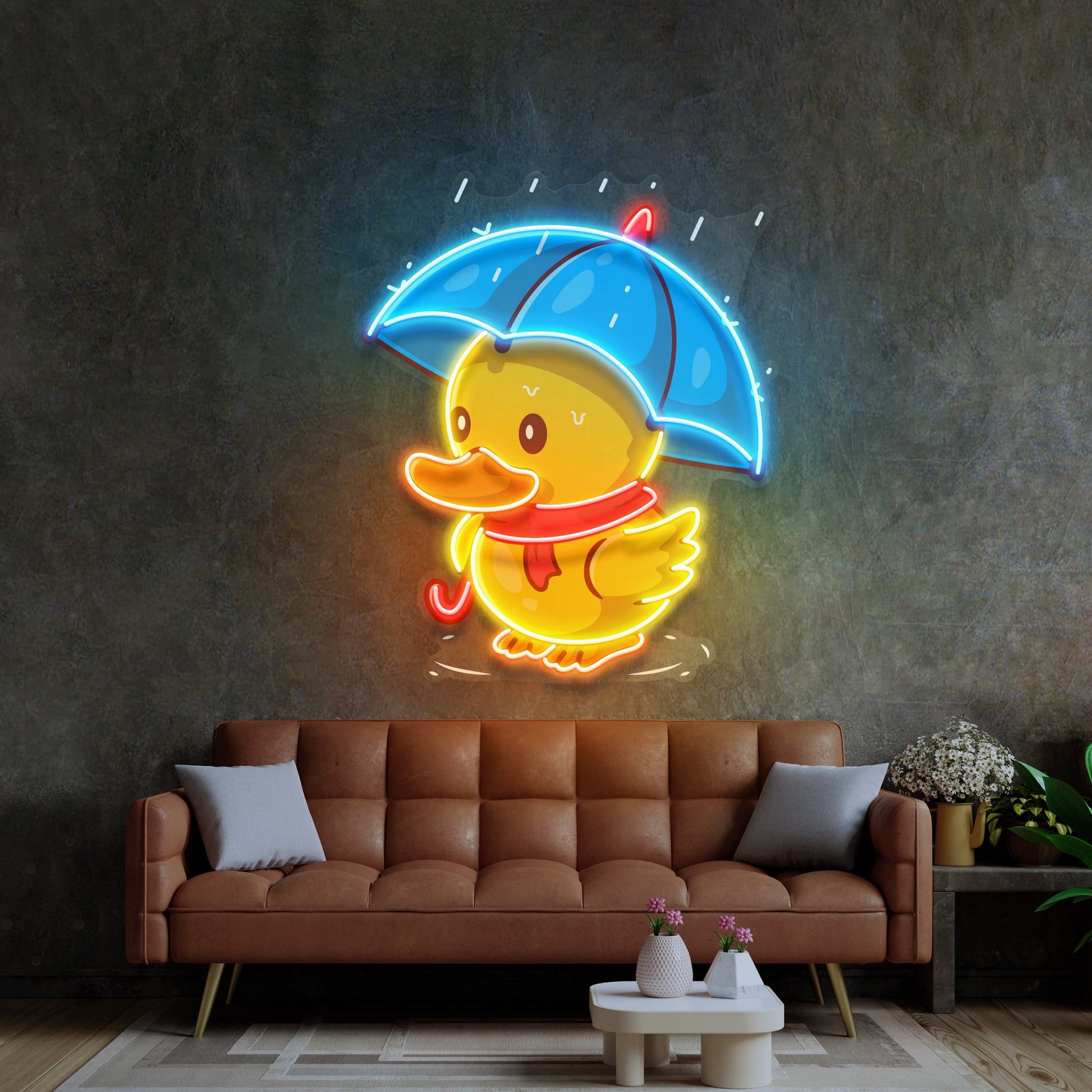 Duck Walking Under Rain LED Neon Sign Light Pop Art - Neonzastudio