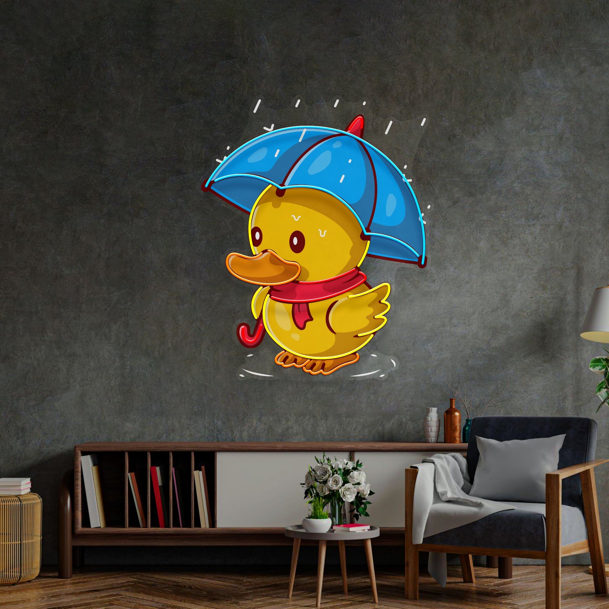Duck Walking Under Rain LED Neon Sign Light Pop Art - Neonzastudio