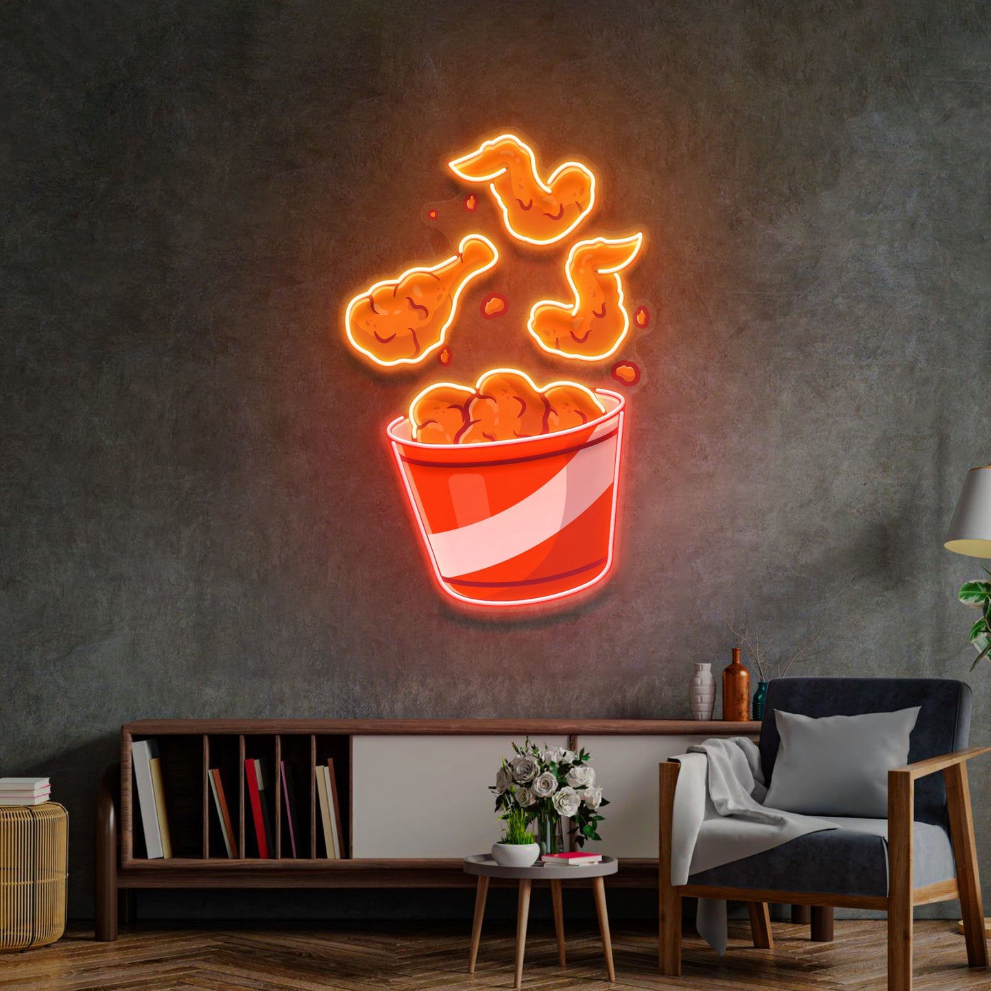 Flying Fried Chicken LED Neon Sign Light Pop Art - Neonzastudio