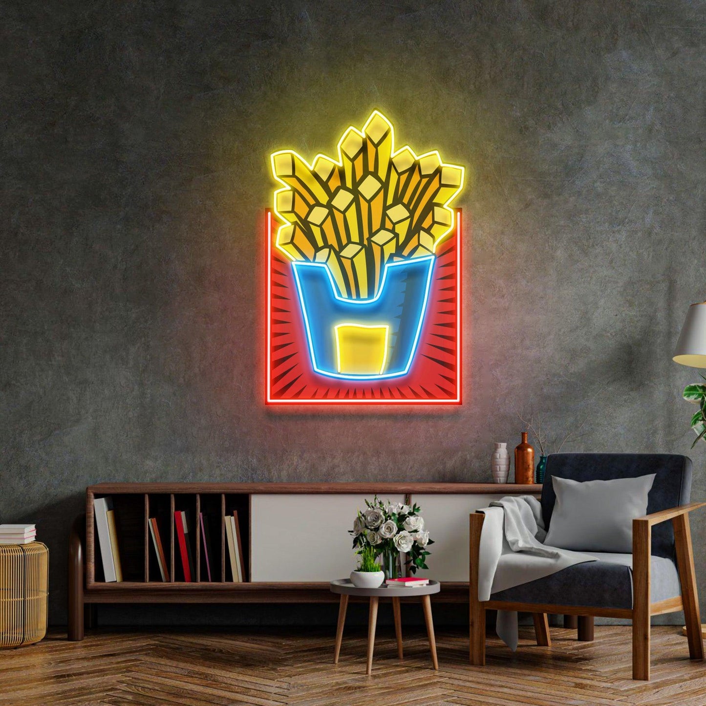 French Fries Led Neon Acrylic Artwork - Neonzastudio