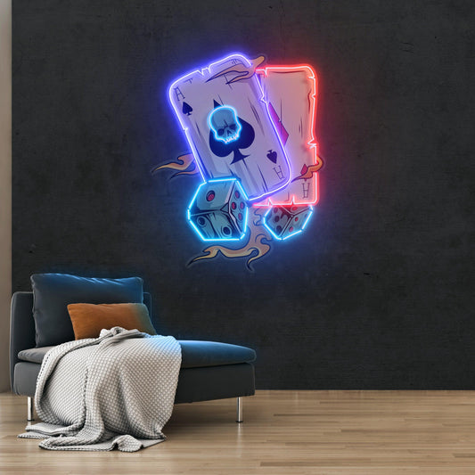 Gambling Poker Led Neon Acrylic Artwork - Neonzastudio