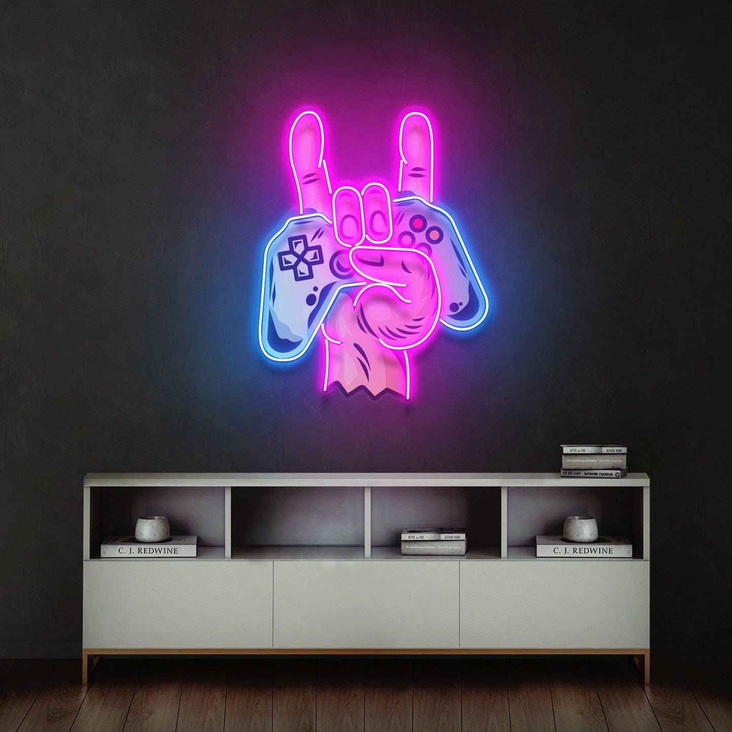 Game Hands Led Neon Acrylic Artwork - Neonzastudio