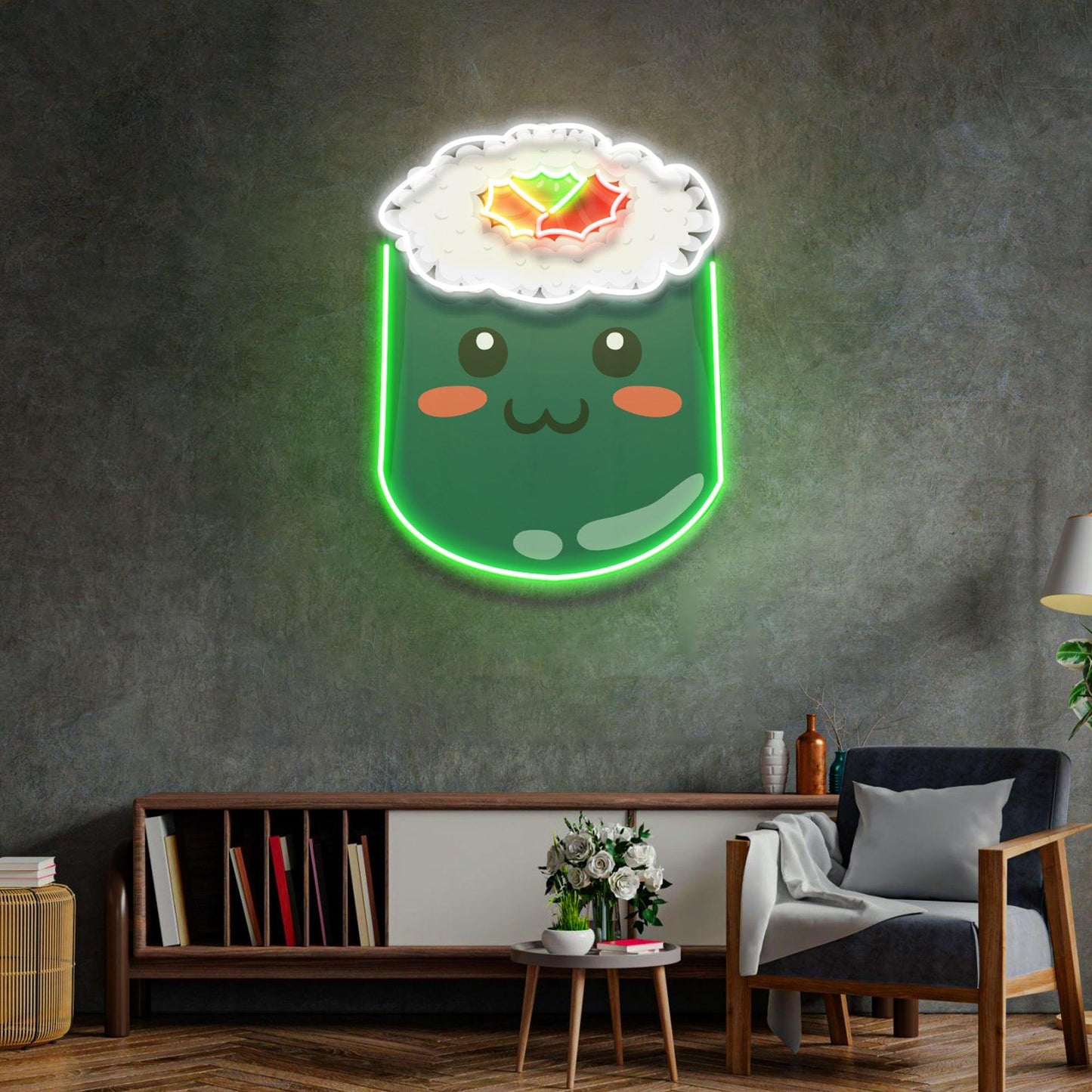Green Sushi Led Neon Acrylic Artwork - Neonzastudio