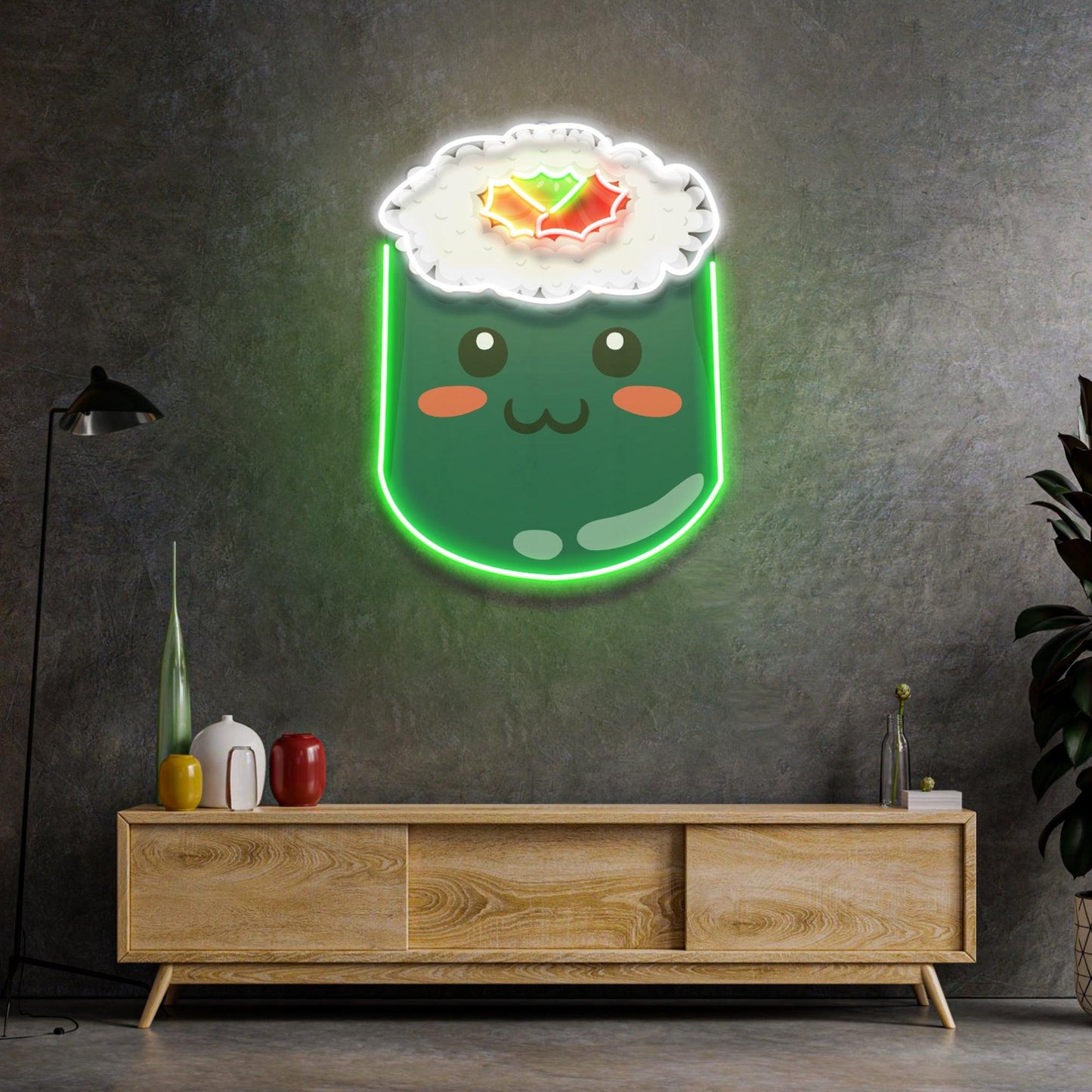 Green Sushi Led Neon Acrylic Artwork - Neonzastudio
