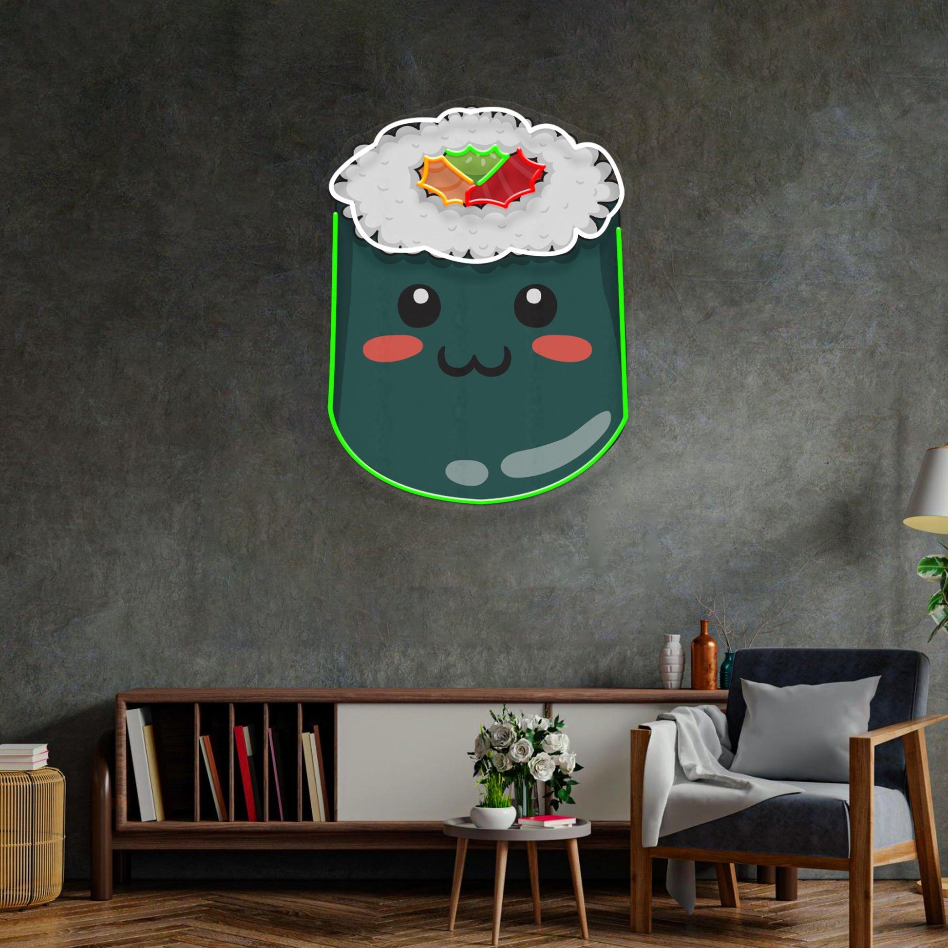 Green Sushi Led Neon Acrylic Artwork - Neonzastudio
