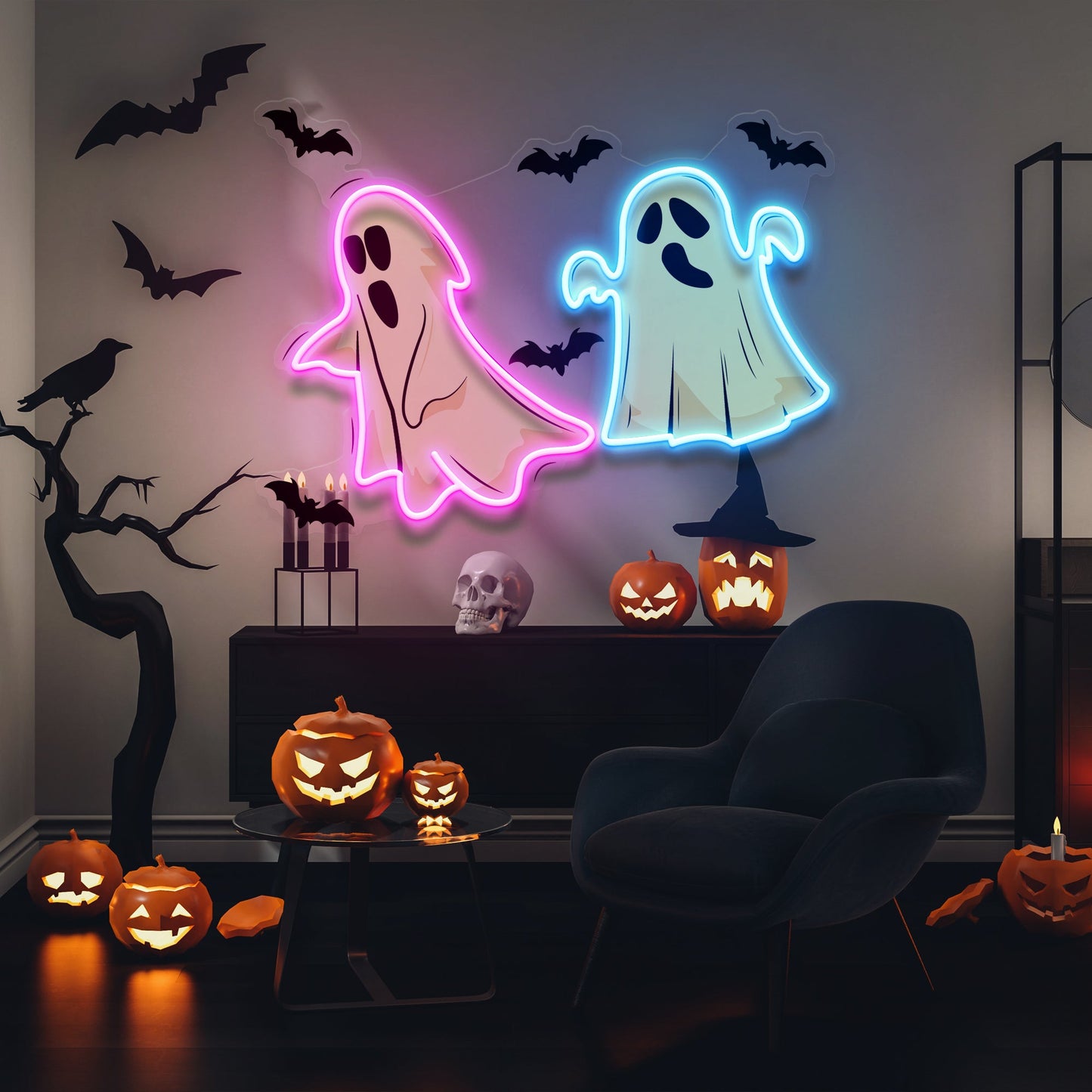 Halloween Ghost Cute Artwork Led Neon Sign Light - Neonzastudio
