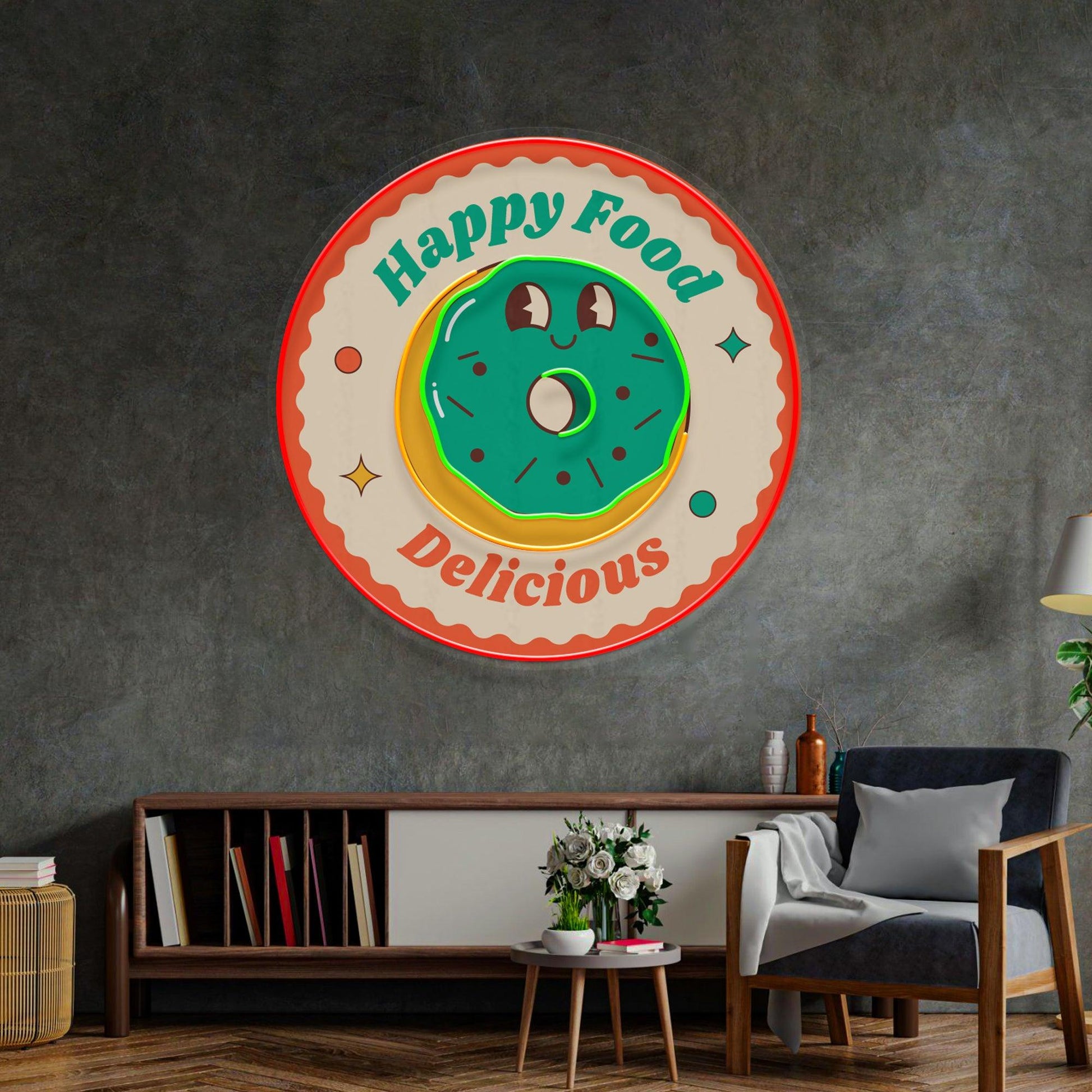 Happy Food Delicious Led Neon Acrylic Artwork - Neonzastudio