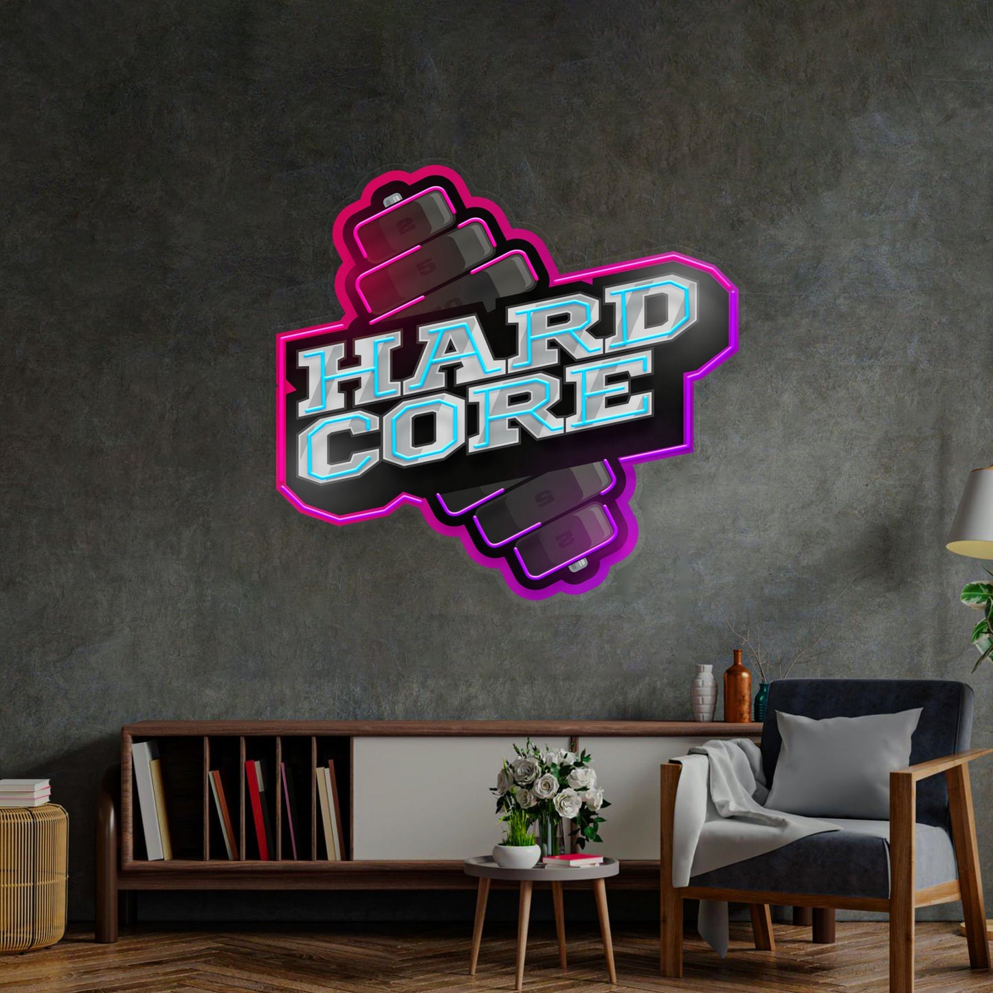 Hardcore Dumbell LED Neon Sign Light Pop Art - Neonzastudio