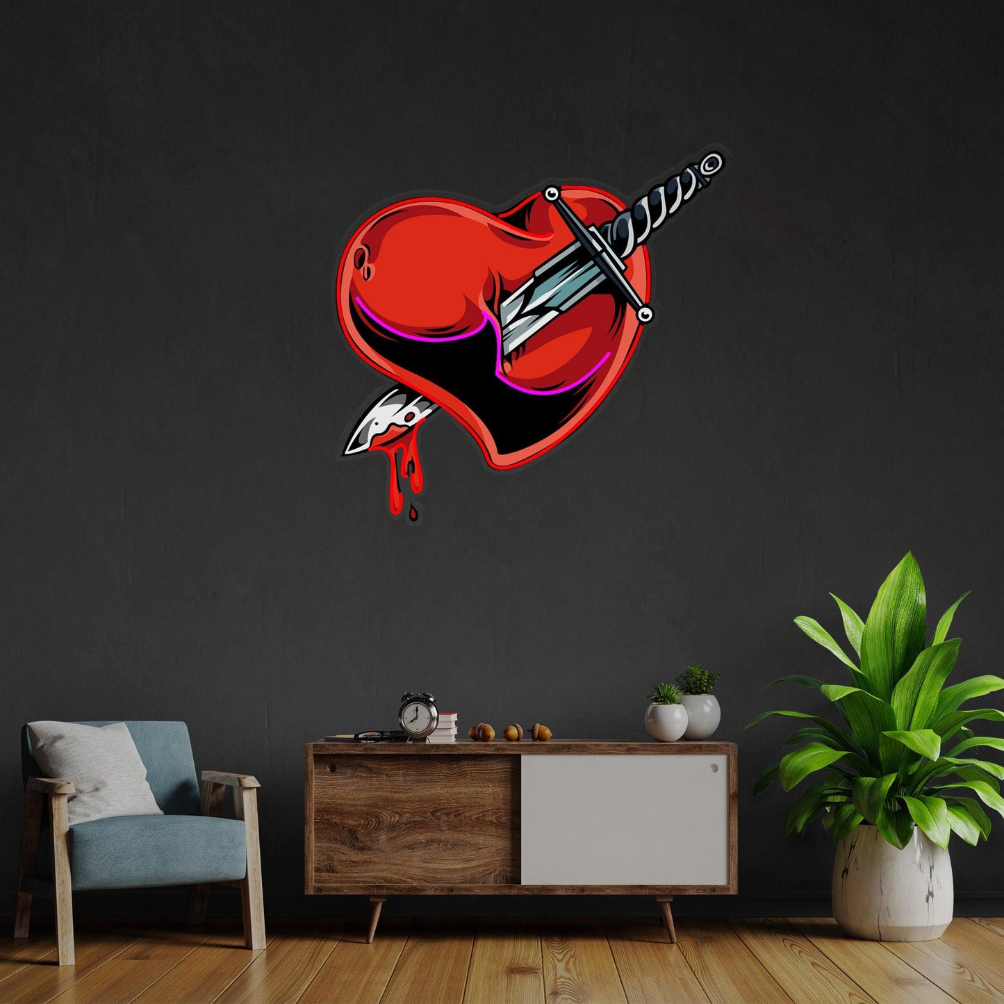 Heart Sword Led Neon Acrylic Artwork - Neonzastudio