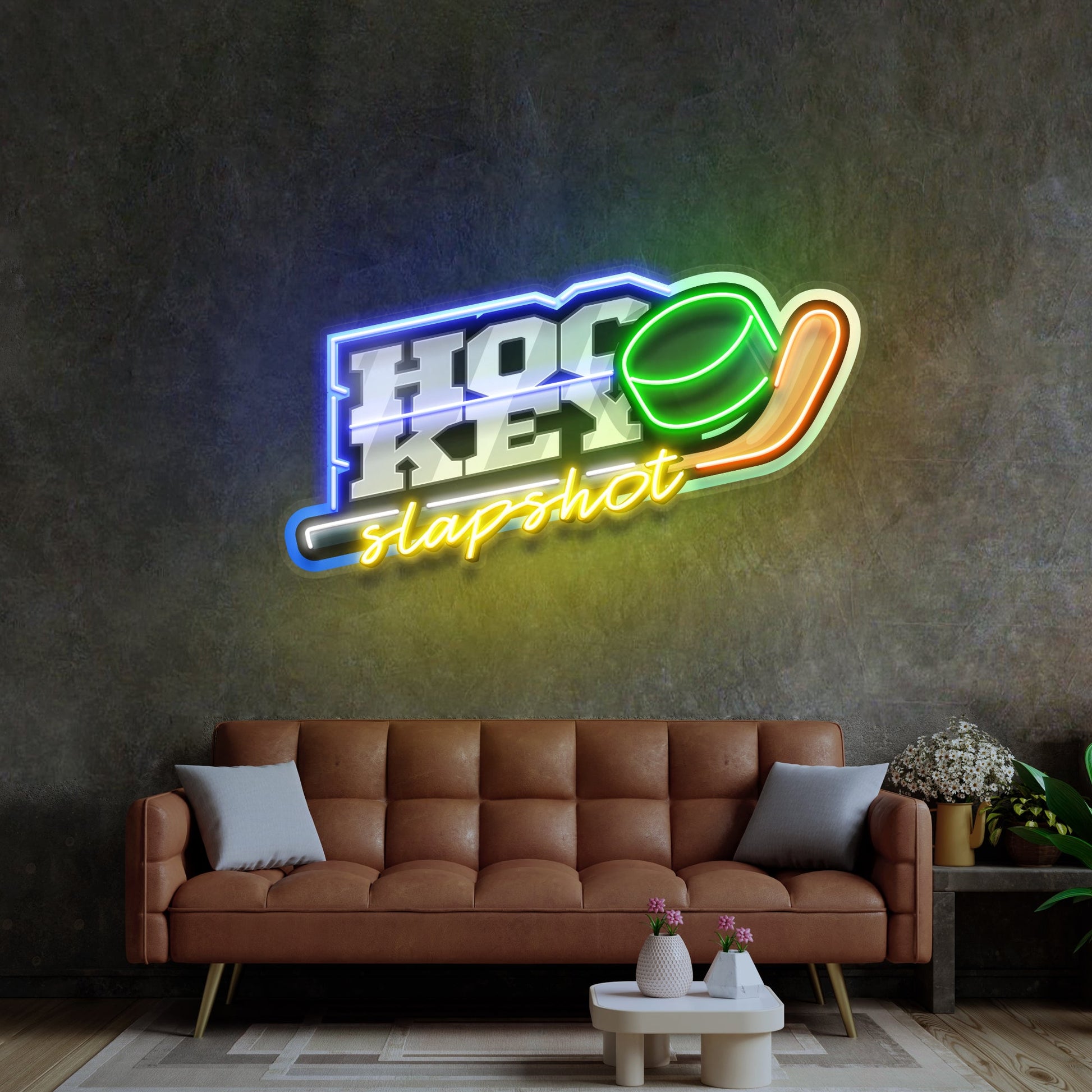 Hockey Slapshot LED Neon Sign Light Pop Art - Neonzastudio