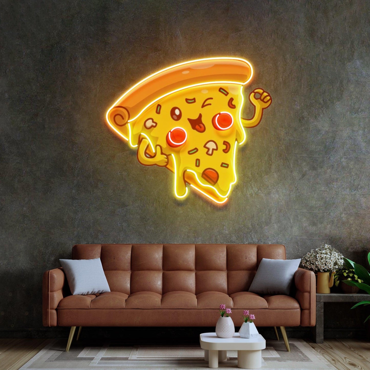 Joyful Pizza Led Neon Acrylic Artwork - Neonzastudio