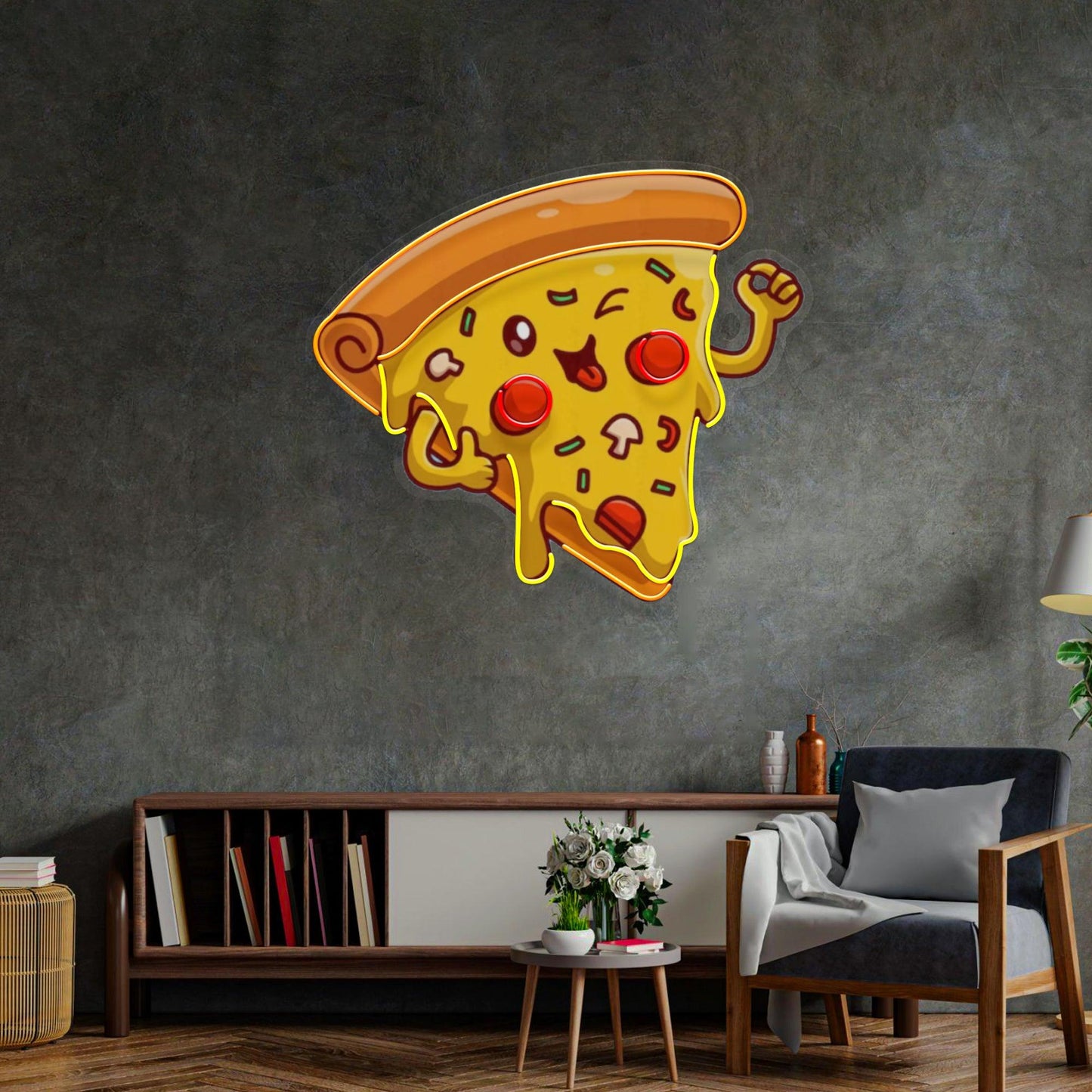 Joyful Pizza Led Neon Acrylic Artwork - Neonzastudio