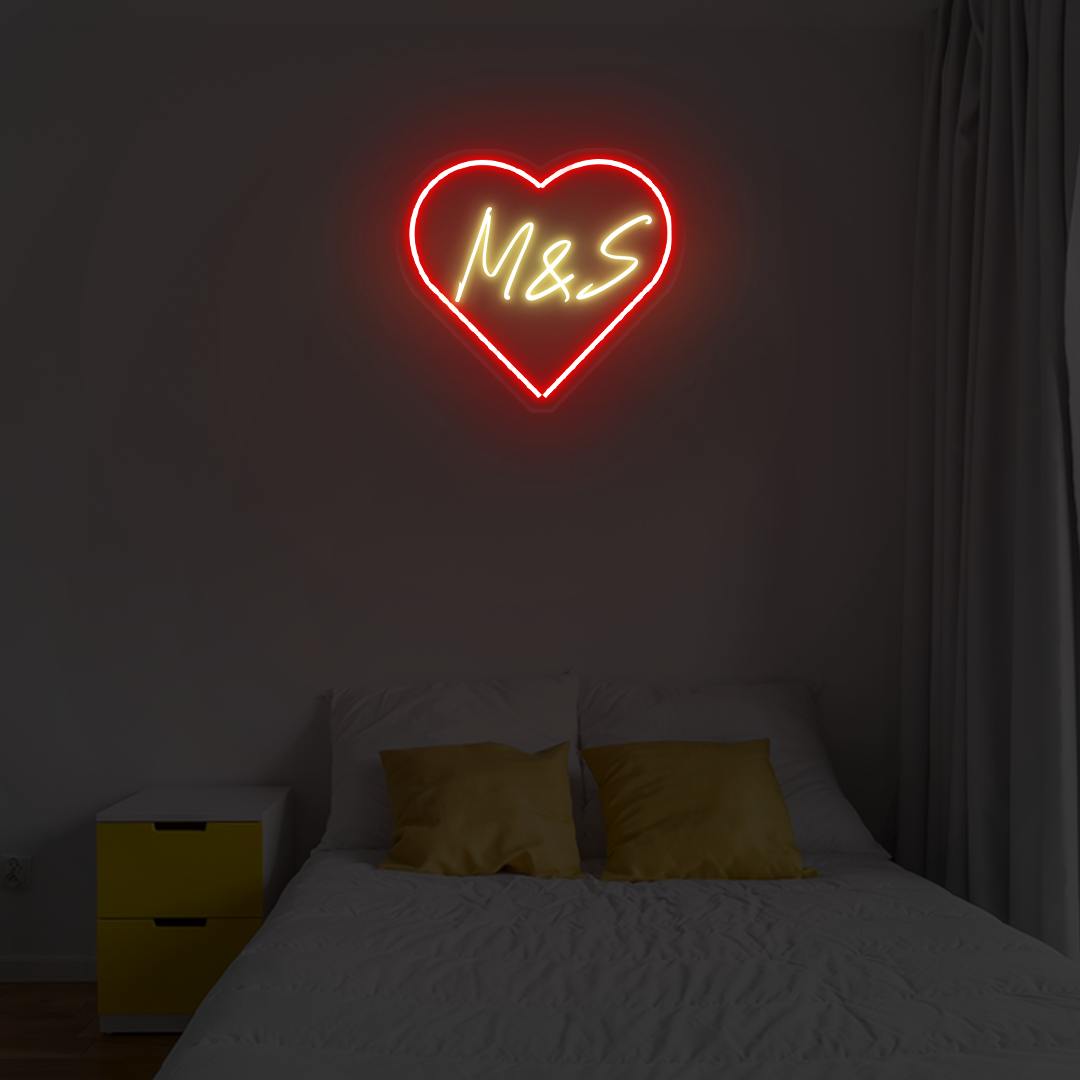 Initials in Heart Neon Sign - Neonzastudio