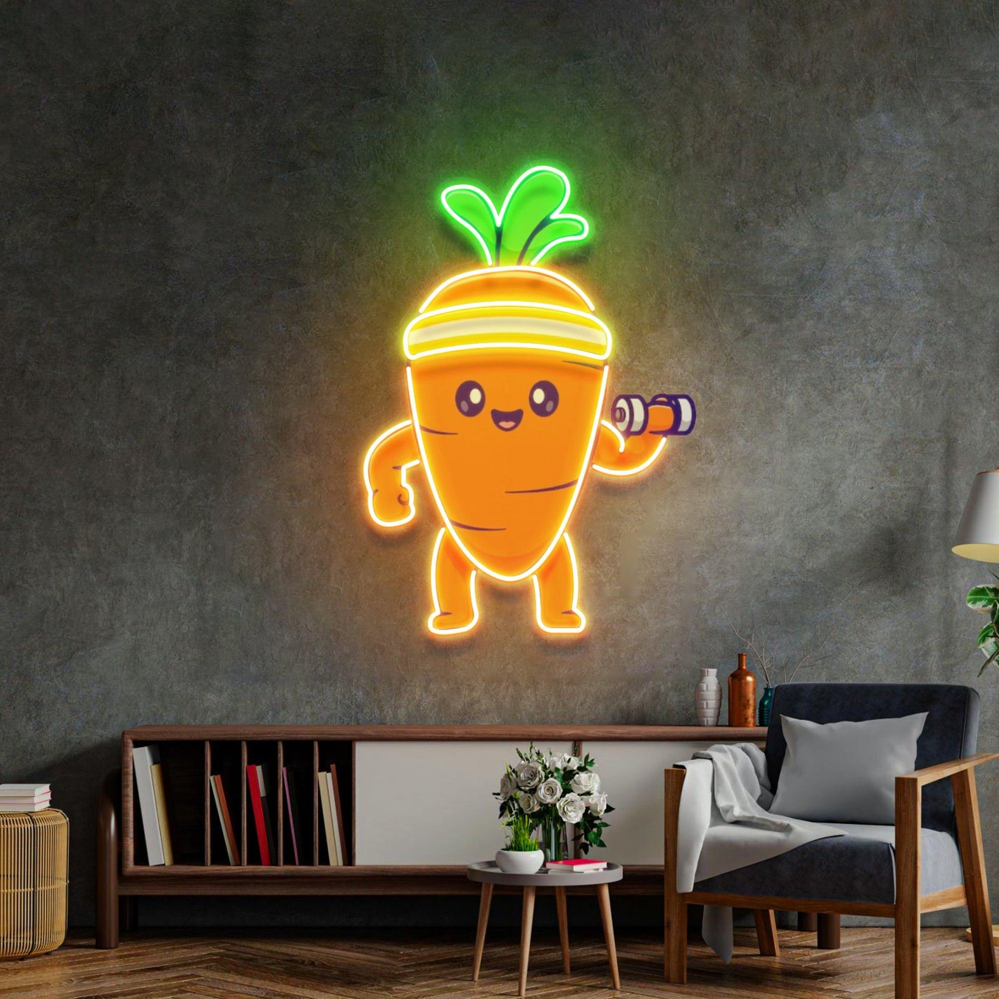 Mighty Baby Carrot Neon Acrylic Artwork - Neonzastudio