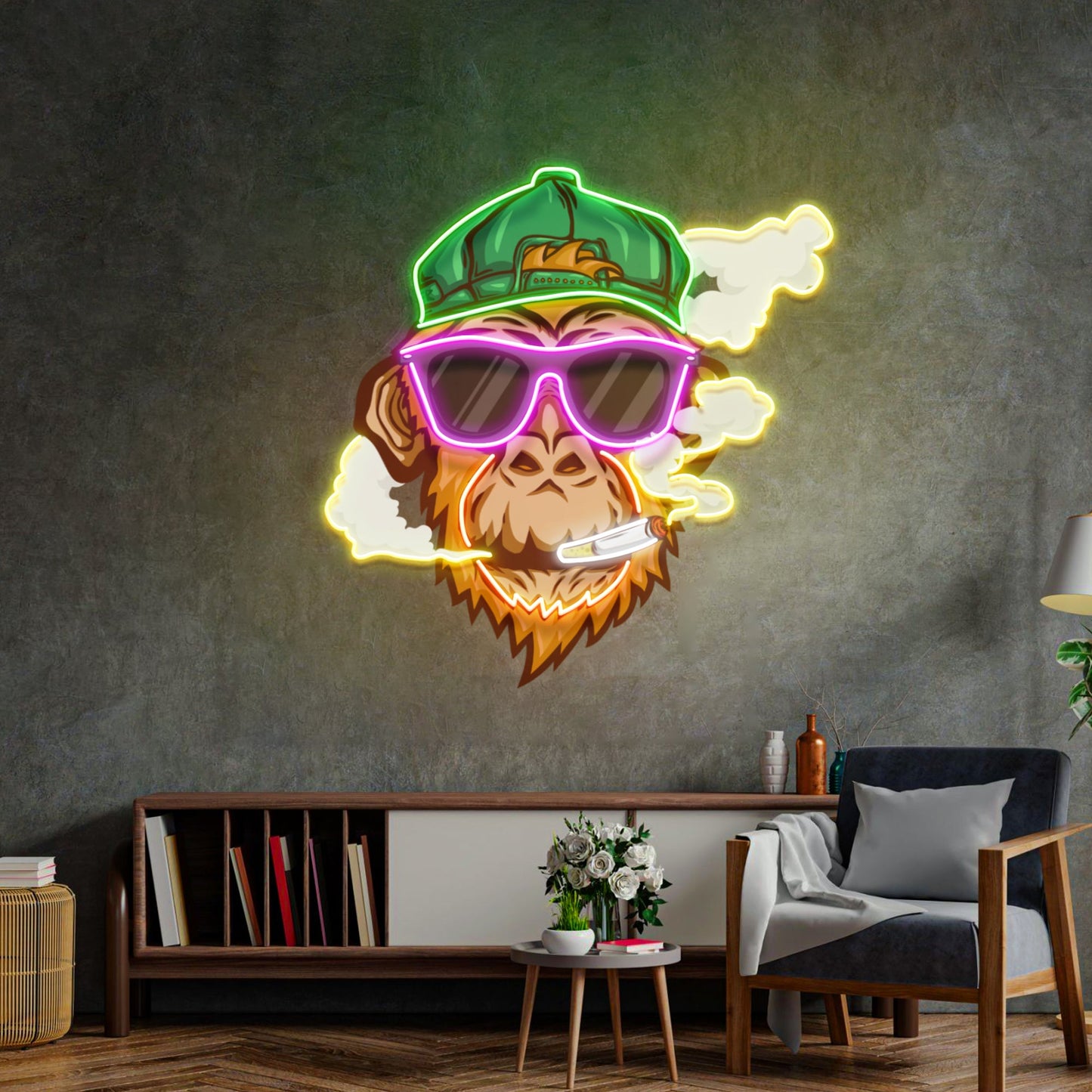 Monkey Smoking Cigar LED Neon Sign Light Pop Art - Neonzastudio
