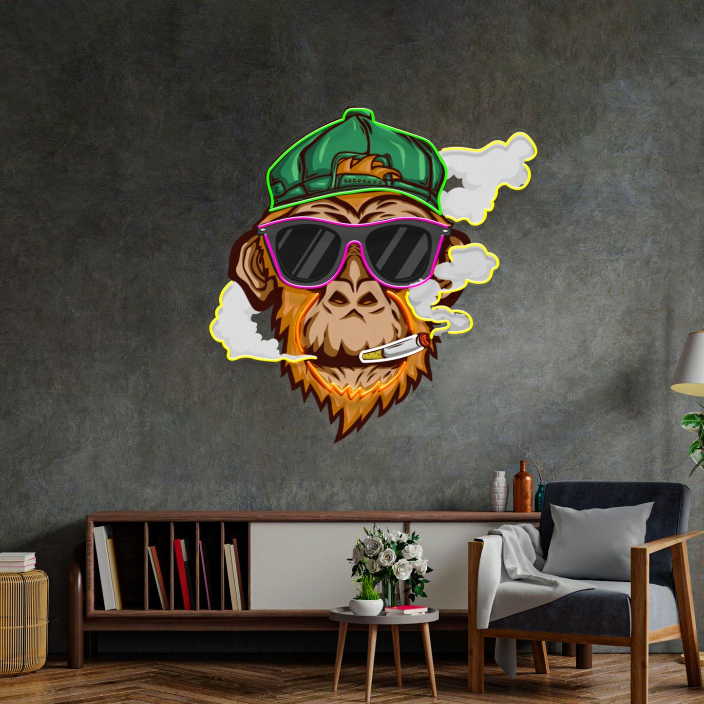 Monkey Smoking Cigar LED Neon Sign Light Pop Art - Neonzastudio