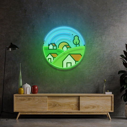 Morning on Grassy Village LED Neon Sign Light Pop Art - Neonzastudio