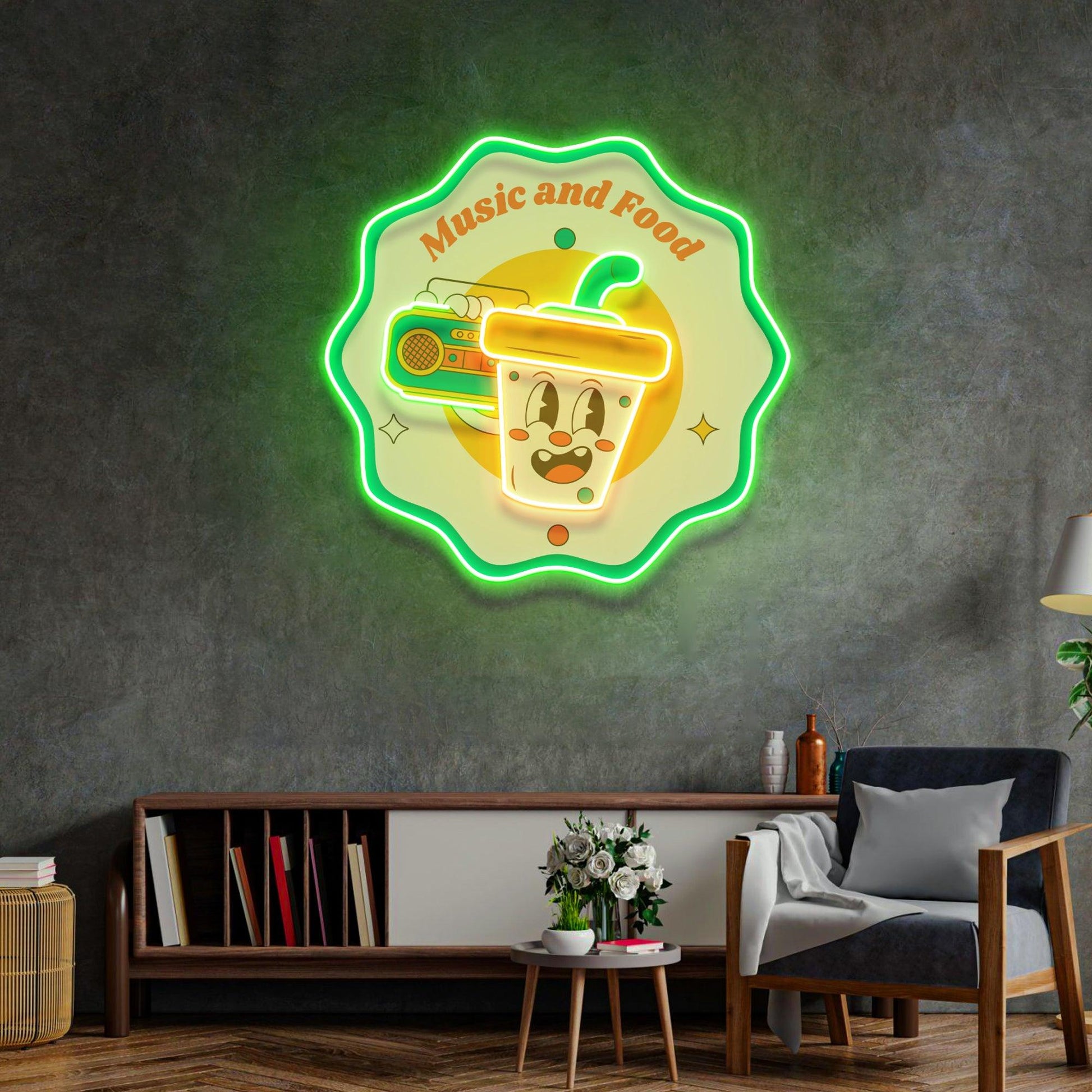 Music Food Led Neon Acrylic Artwork - Neonzastudio