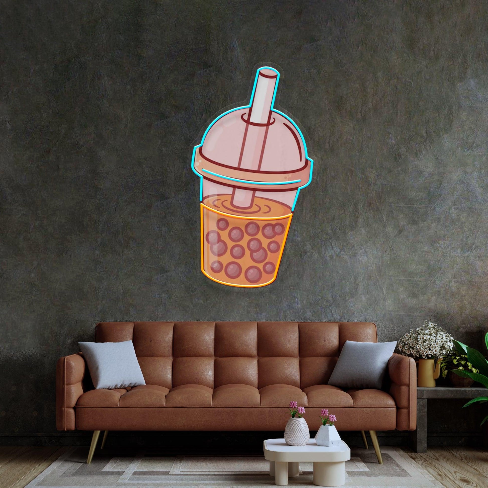 Orange Milktea Neon Acrylic Artwork - Neonzastudio