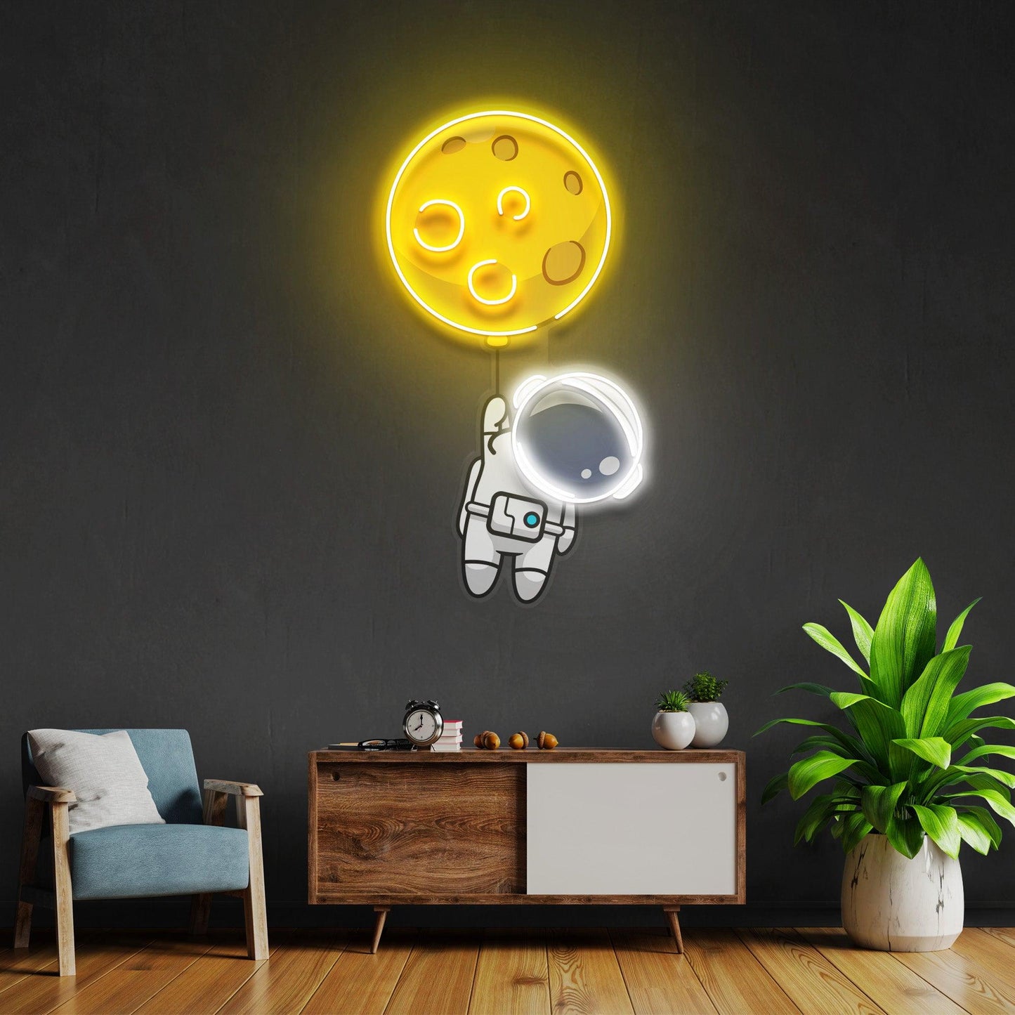Planet Balloon Led Neon Acrylic Artwork - Neonzastudio