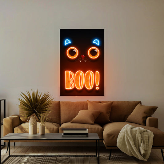 Pumpkin Halloween Cat Artwork Led Neon Sign Light - Neonzastudio