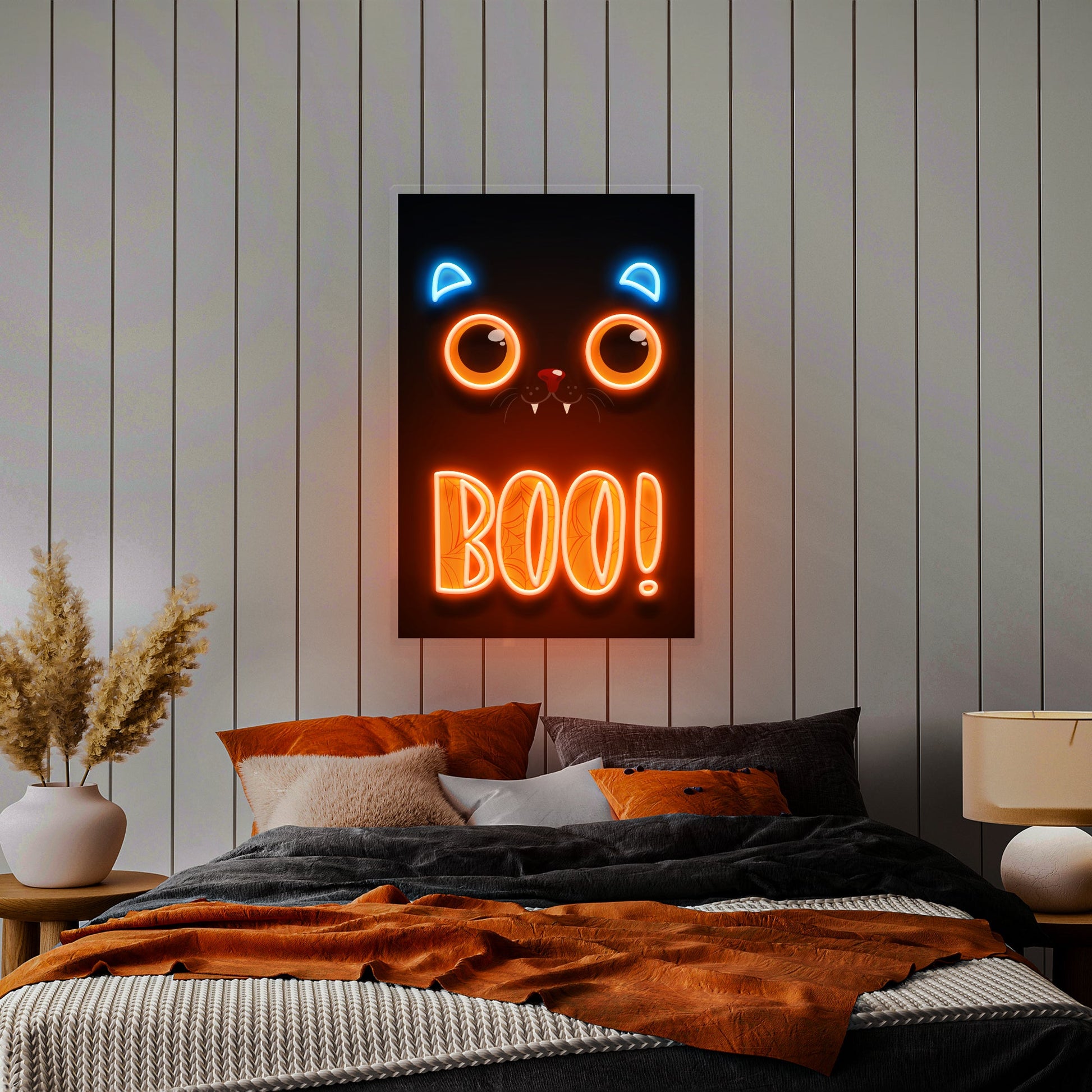 Pumpkin Halloween Cat Artwork Led Neon Sign Light - Neonzastudio