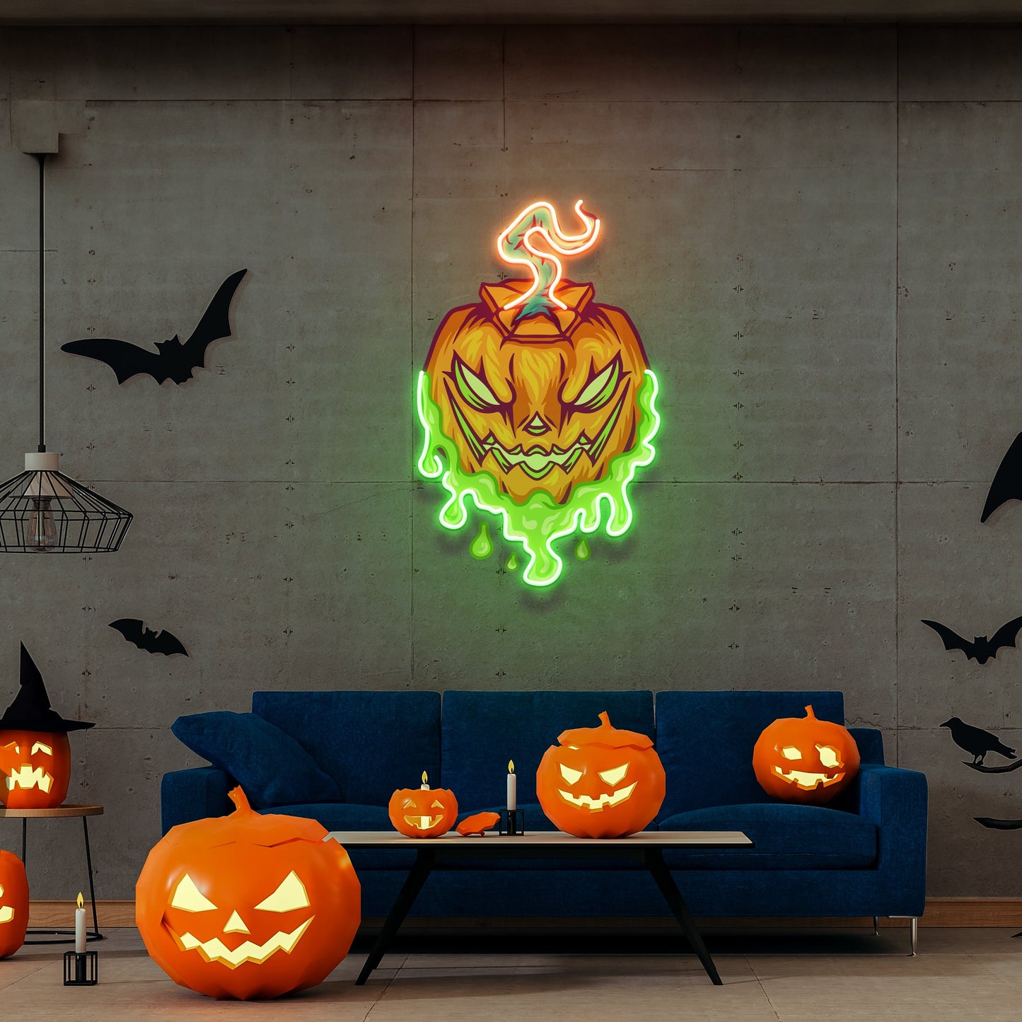 Pumpkin Monster Artwork Led Neon Sign Light - Neonzastudio
