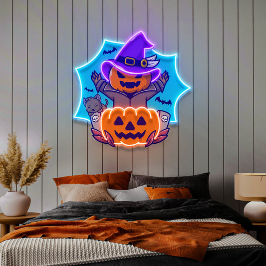 Pumpkin Witch Artwork Led Neon Sign Light - Neonzastudio
