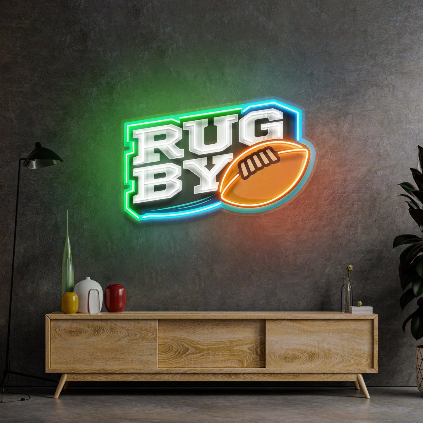 Rugby Ball LED Neon Sign Light Pop Art - Neonzastudio