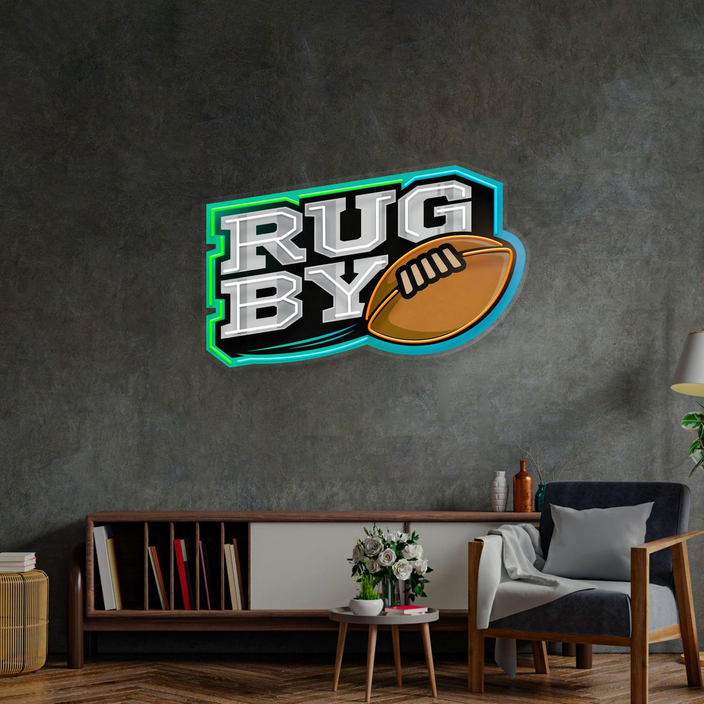 Rugby Ball LED Neon Sign Light Pop Art - Neonzastudio