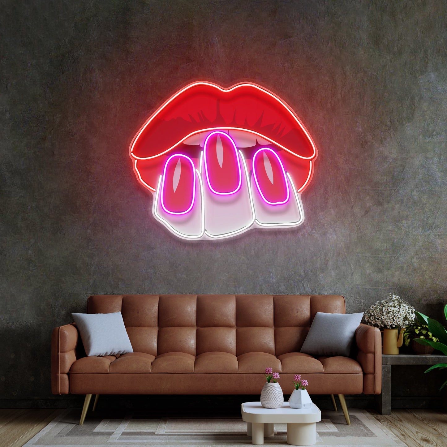Sexy Hands on Lips LED Neon Sign Light Pop Art - Neonzastudio
