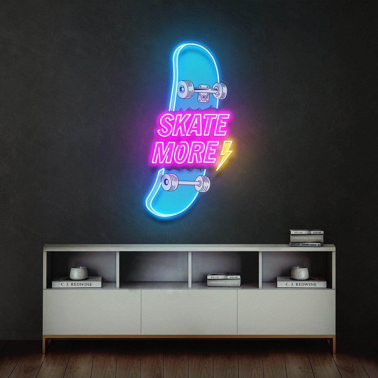 Skate More Led Neon Acrylic Artwork - Neonzastudio