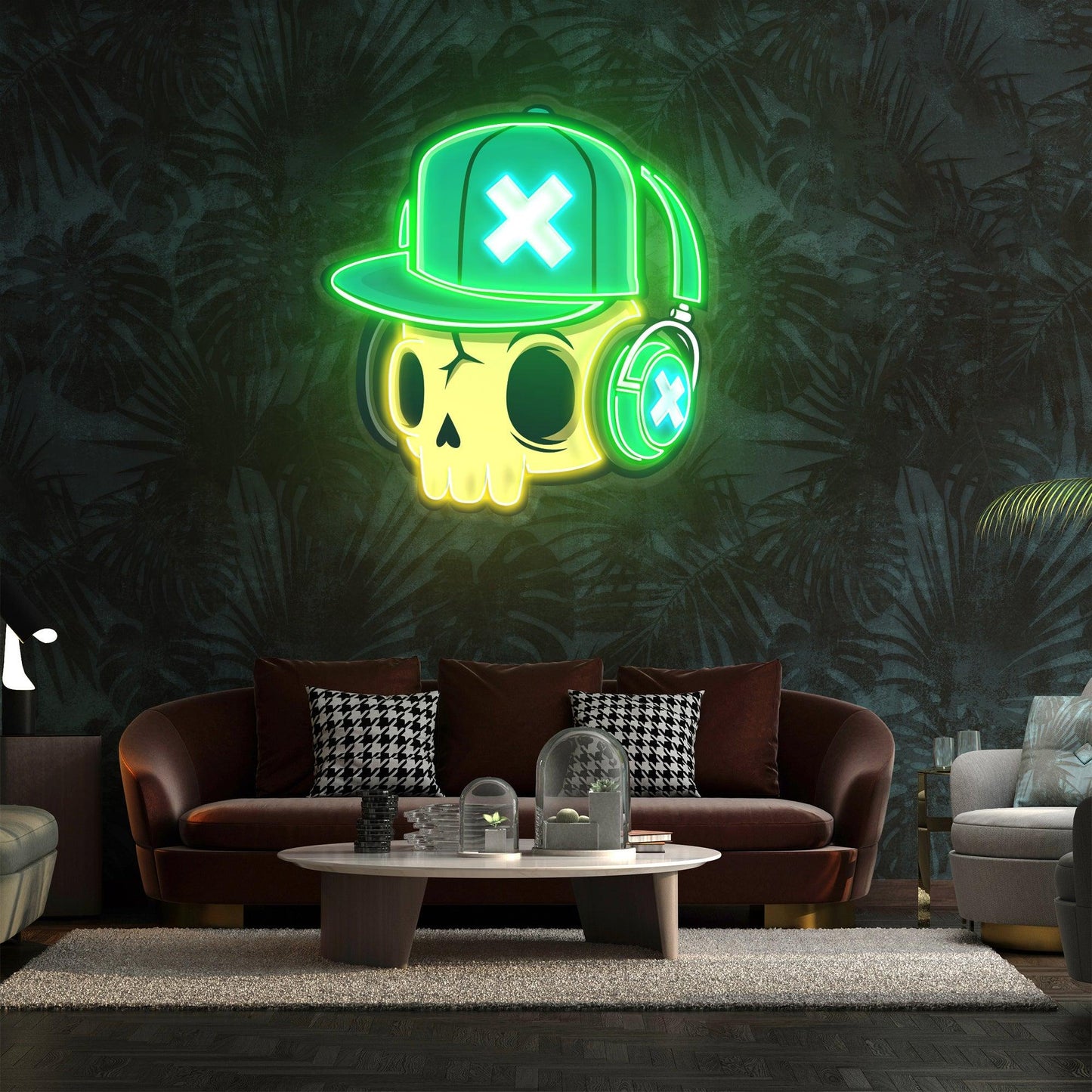Skull and Headphones Led Neon Acrylic Artwork - Neonzastudio