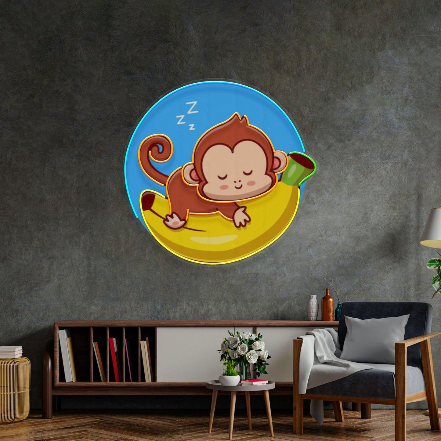 Sleeping Monkey Led Neon Acrylic Artwork - Neonzastudio